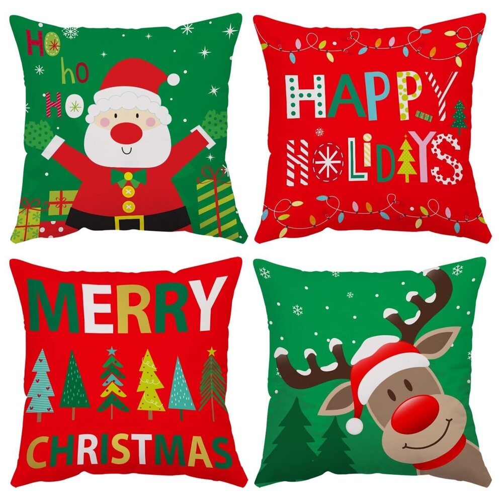 7142 Merry Christmas Pillow Covers 20x20 Set of 4 Velvet Christmas Pillow